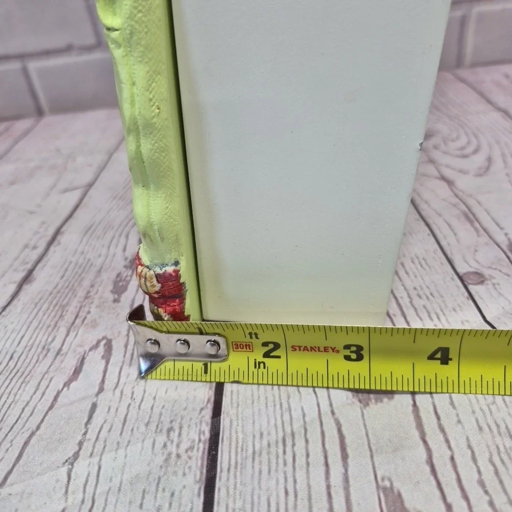 Distressed Country Green Overalls Wooden Wall Cabinet 3D Resin Front 12in x 9in
